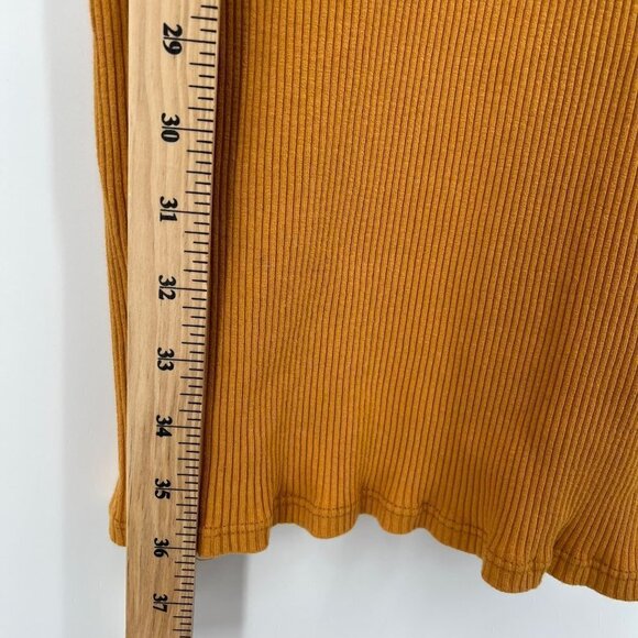 Free People Beach Womens On The Rooftop Mini Dress Size L Mustard Yellow Ribbed - Picture 9 of 11